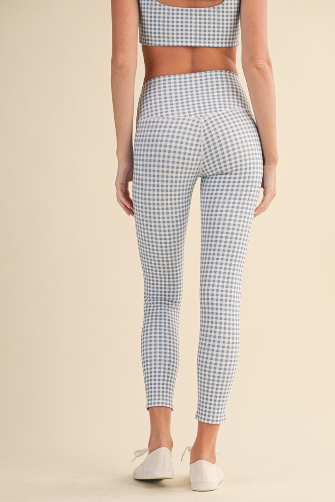 Fast Moves Gingham Leggings - Blue