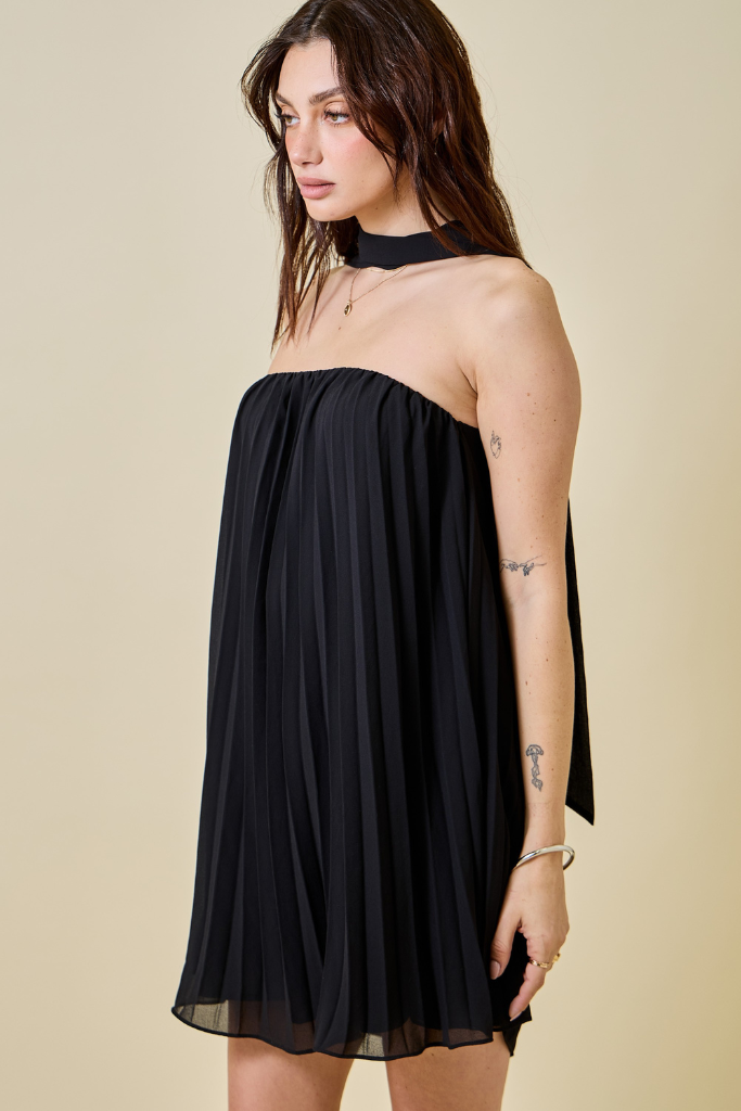 Nattalie Pleated Dress - Black