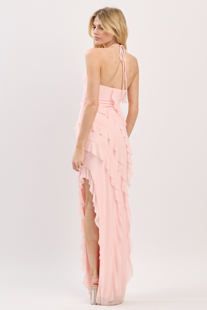 Rianna RUffle Maxi Dress - Pink