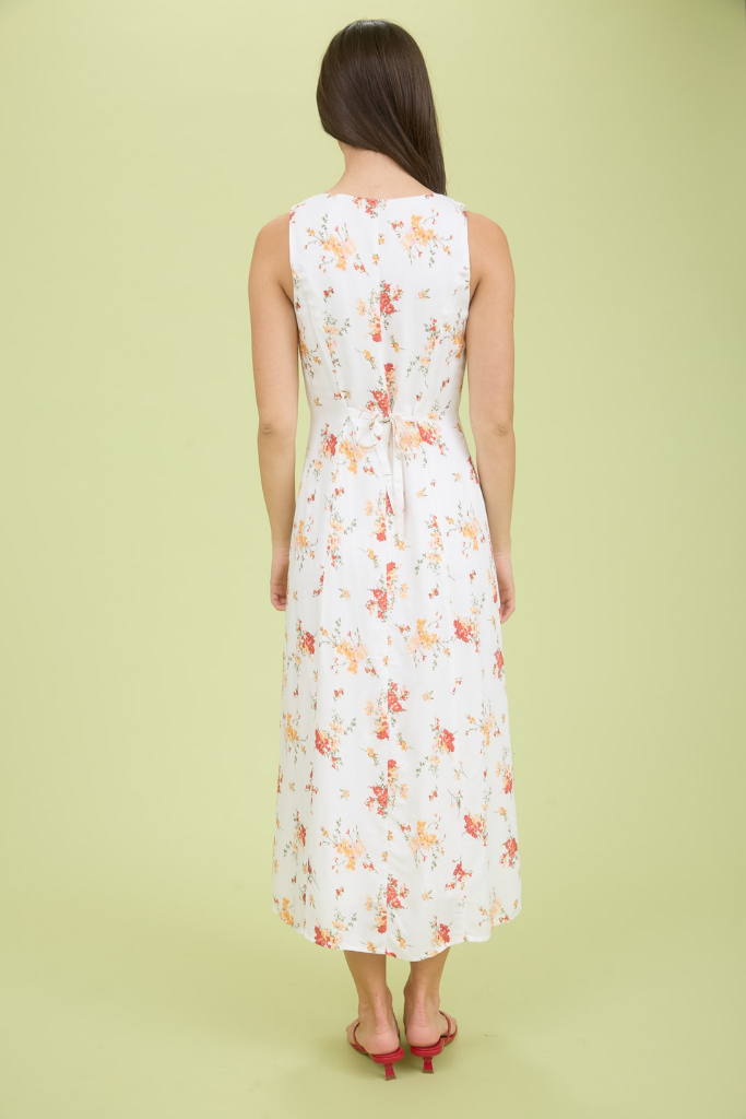 Mae Floral Midi Dress - Ivory Multi