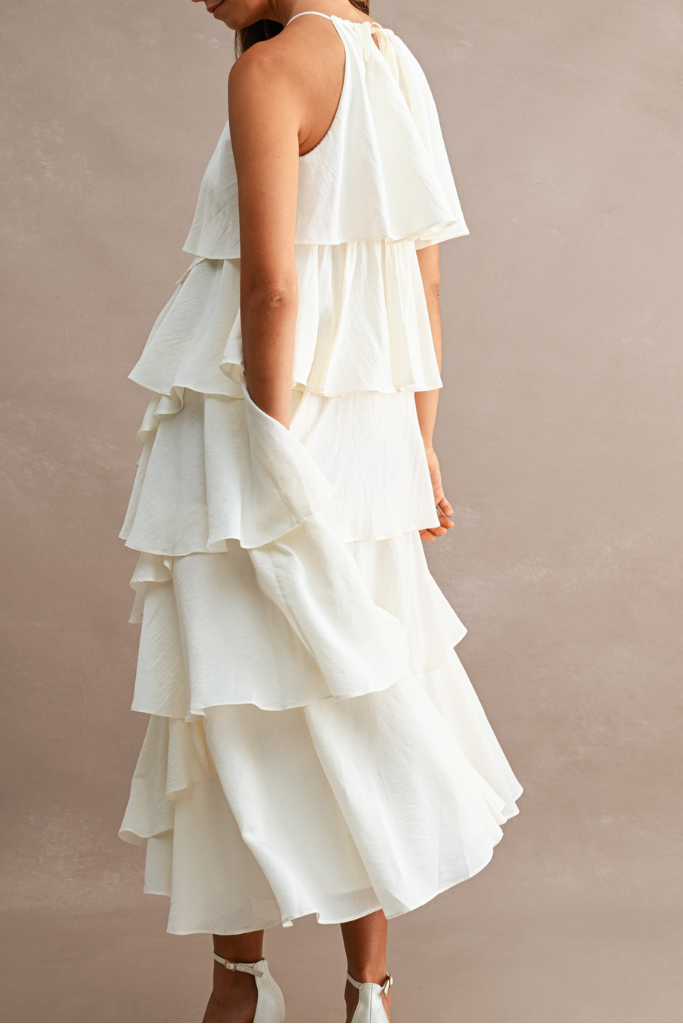 Layered Beauty Tiered Midi Dress - Cream