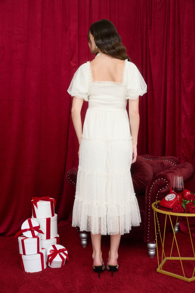 Remi Tulle Midi Dress - Cream
