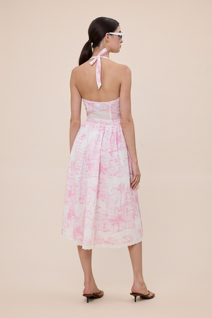 Back Down Floral Midi Dress - Pink