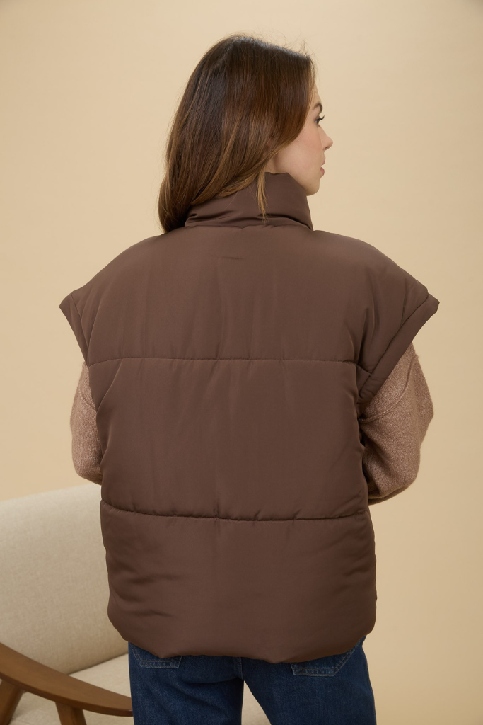 Caden Puffer Vest - Brown