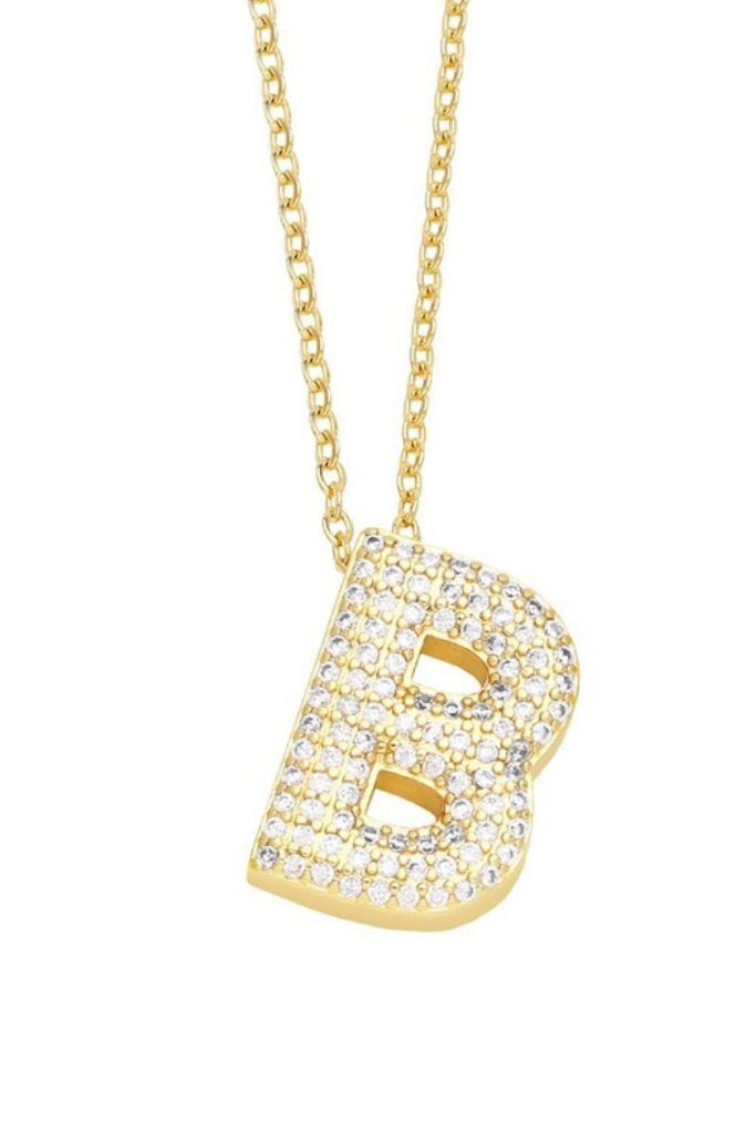 Diamond Initial Necklace- Gold