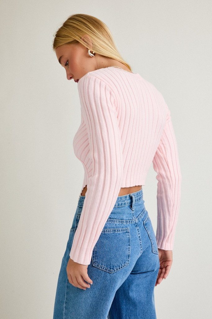 Night Is Young Sweater Top - Baby Pink