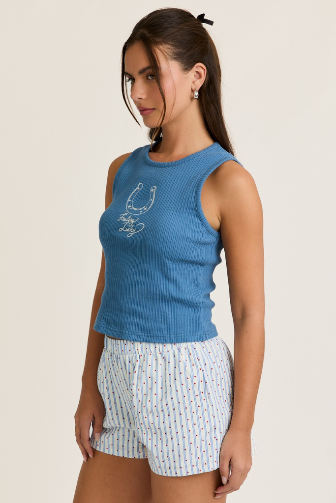 Feeling Lucky Tank Top - Blue