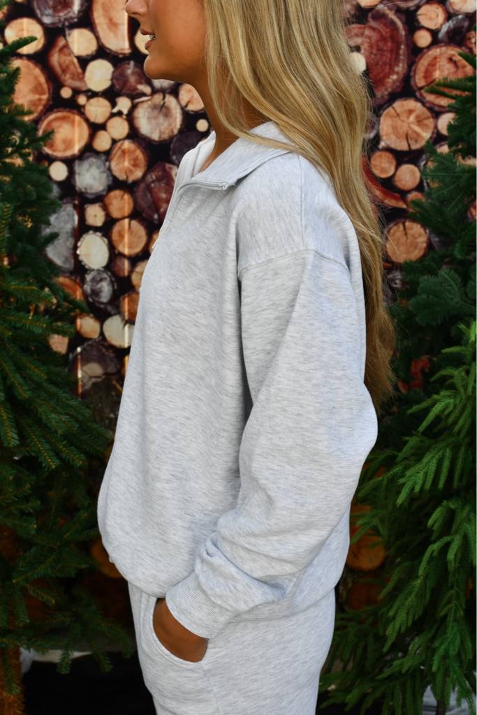 Cozy Cut Mock Neck Pullover - Ice Grey