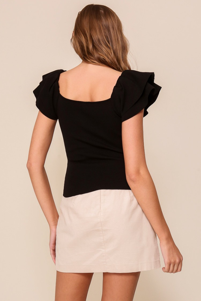 First Light Ruffle Top - Black