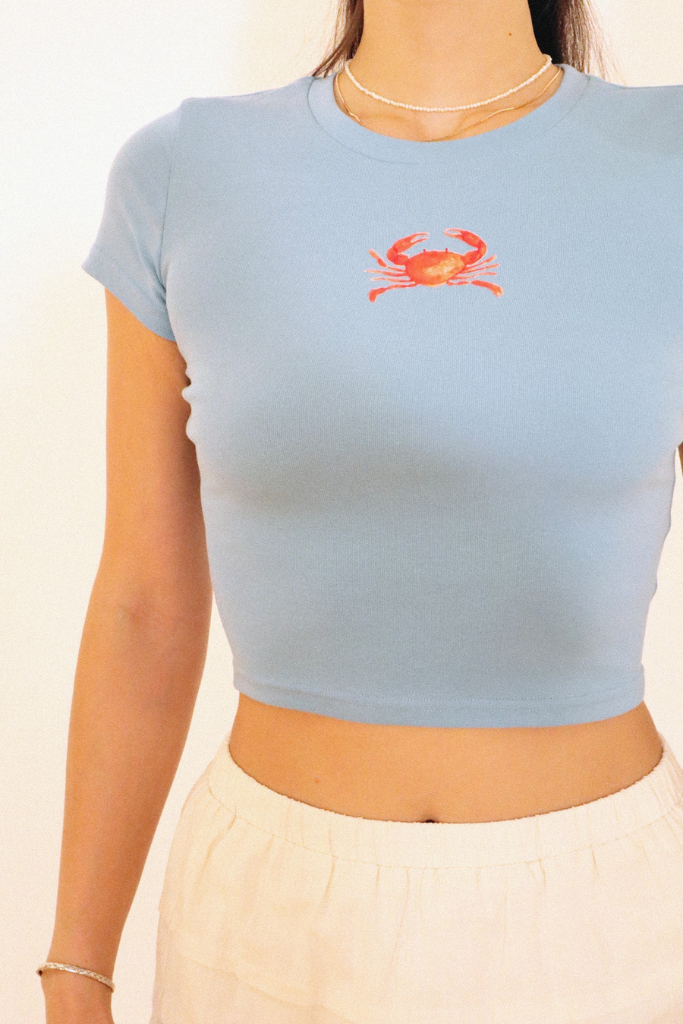 Coastal Crab Baby Tee - Daisy Blue