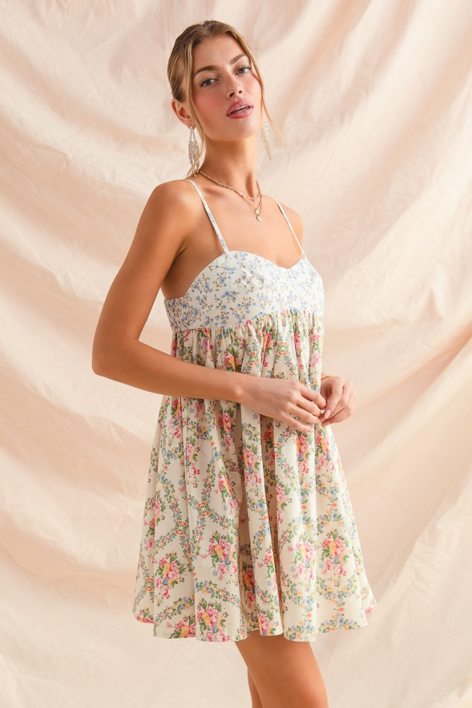 Endless Love Floral Dress- Cream Multi