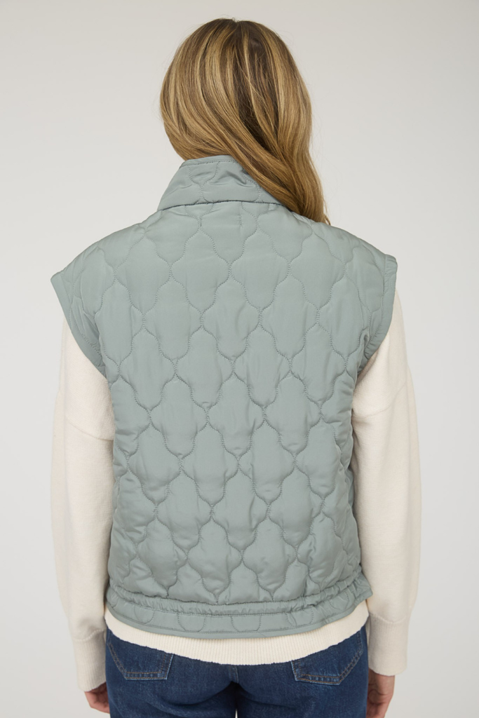 Snow Angel Puffer Vest - Dusty Sage