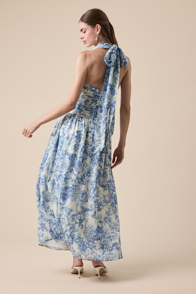 Never Again Floral Maxi Dress - Blue