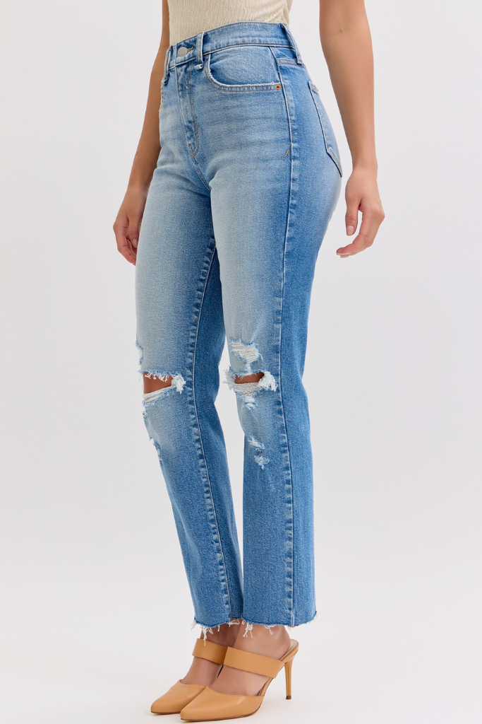 Sweet Talk Straight Leg Jeans - Medium Wash