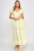 Laura Eyelet Maxi Dress - Lemon