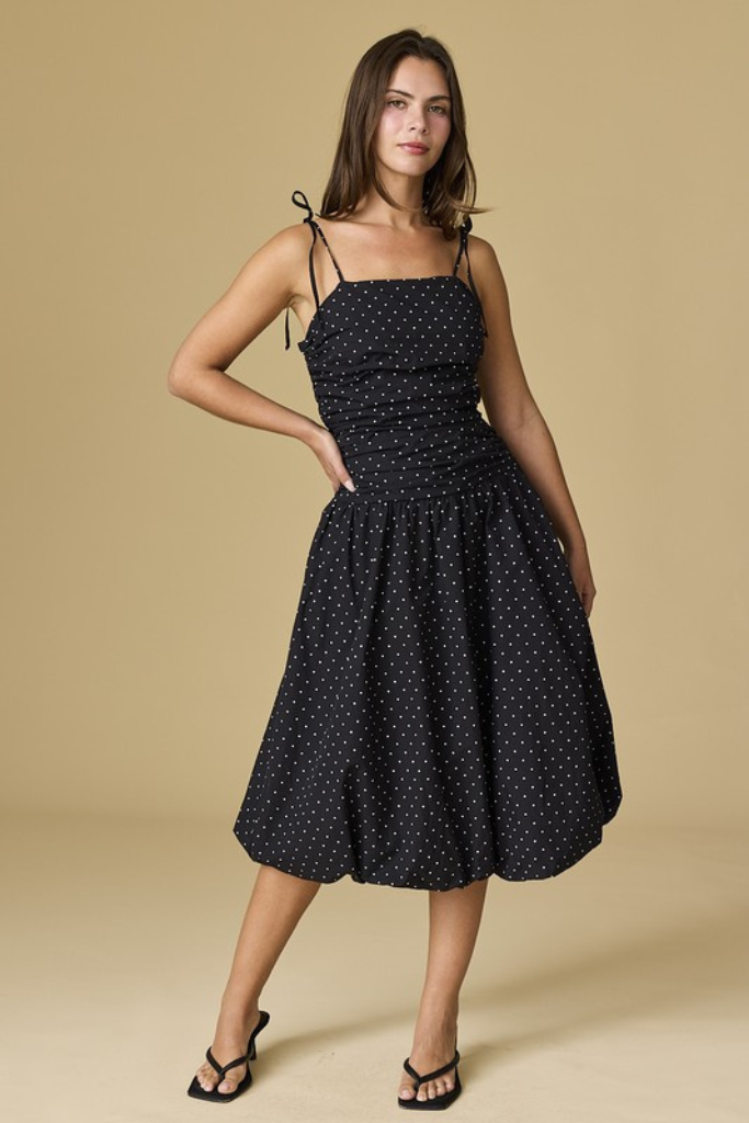 Stand On It Midi Dress- Black/ White