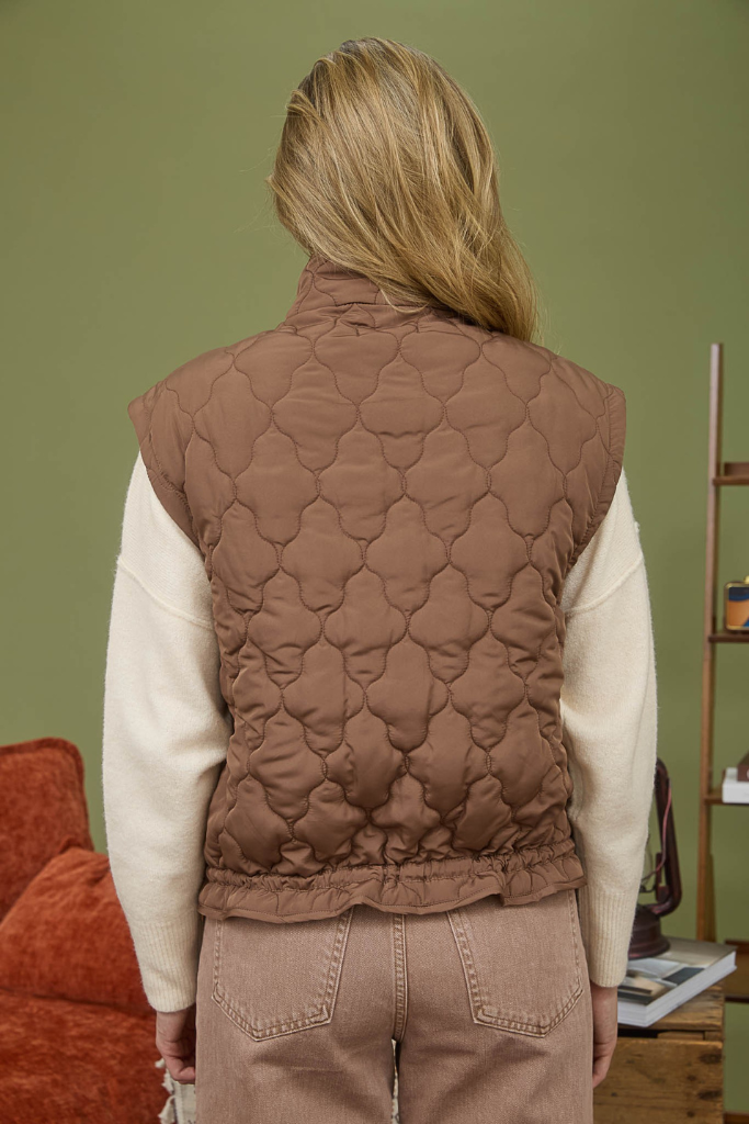 Snow Angel Puffer Vest - Brown