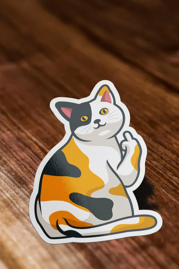 Cat Flipping Off Sticker