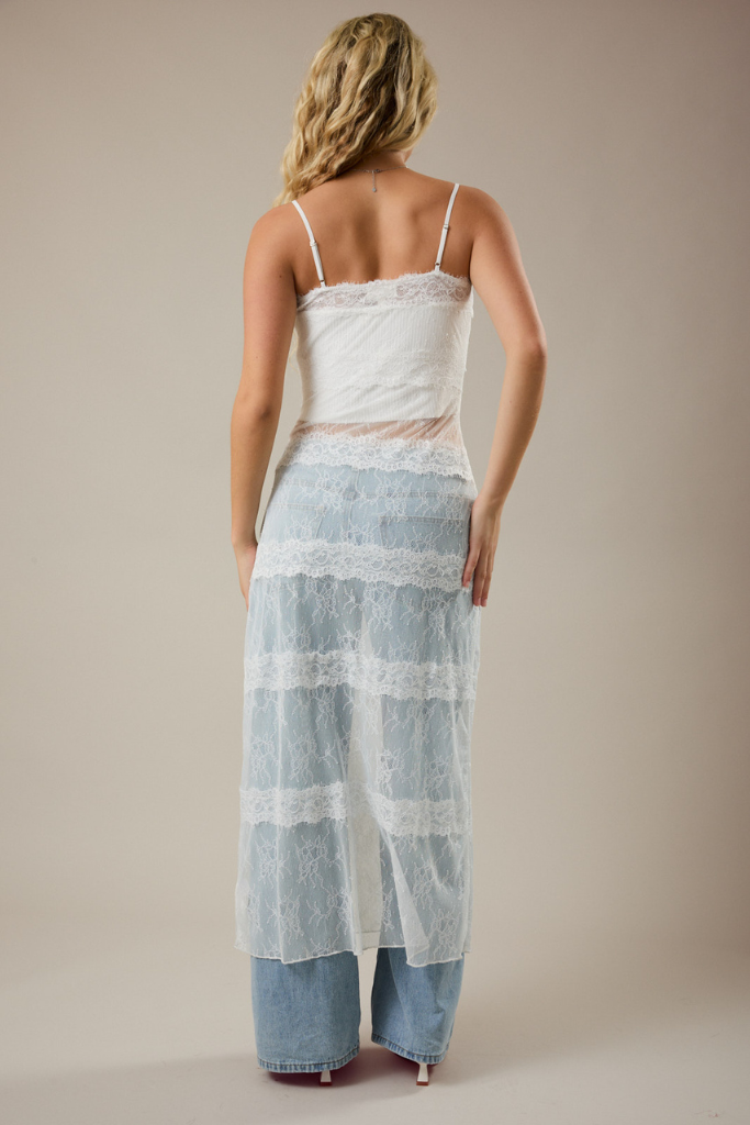 Main Attraction Lace Overlay Dress - White