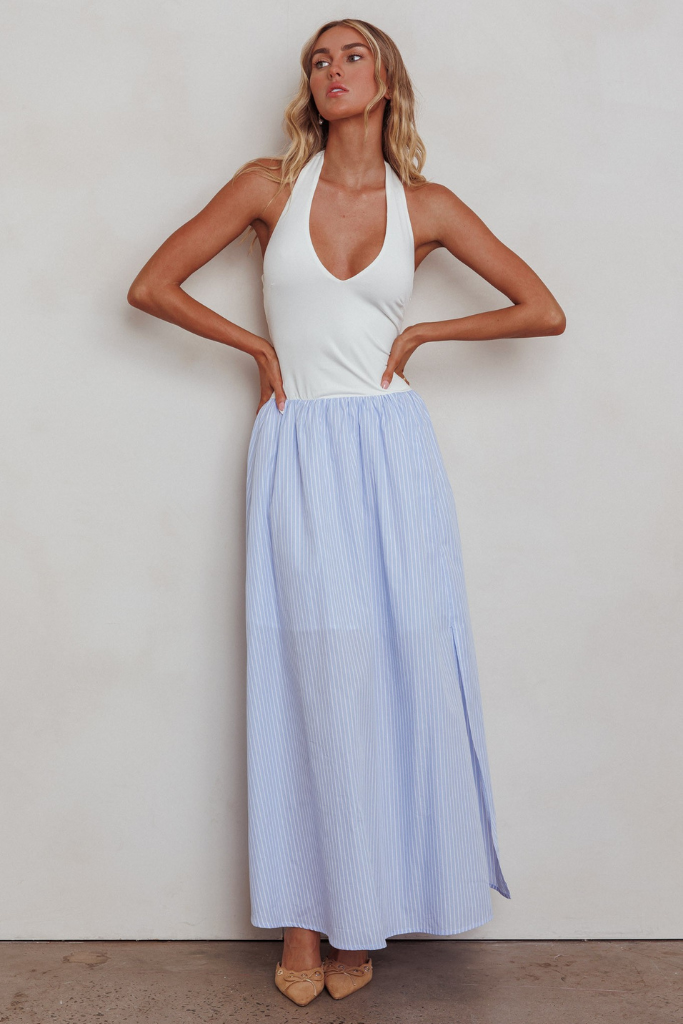 Soft Touch Maxi Dress - Blue/White