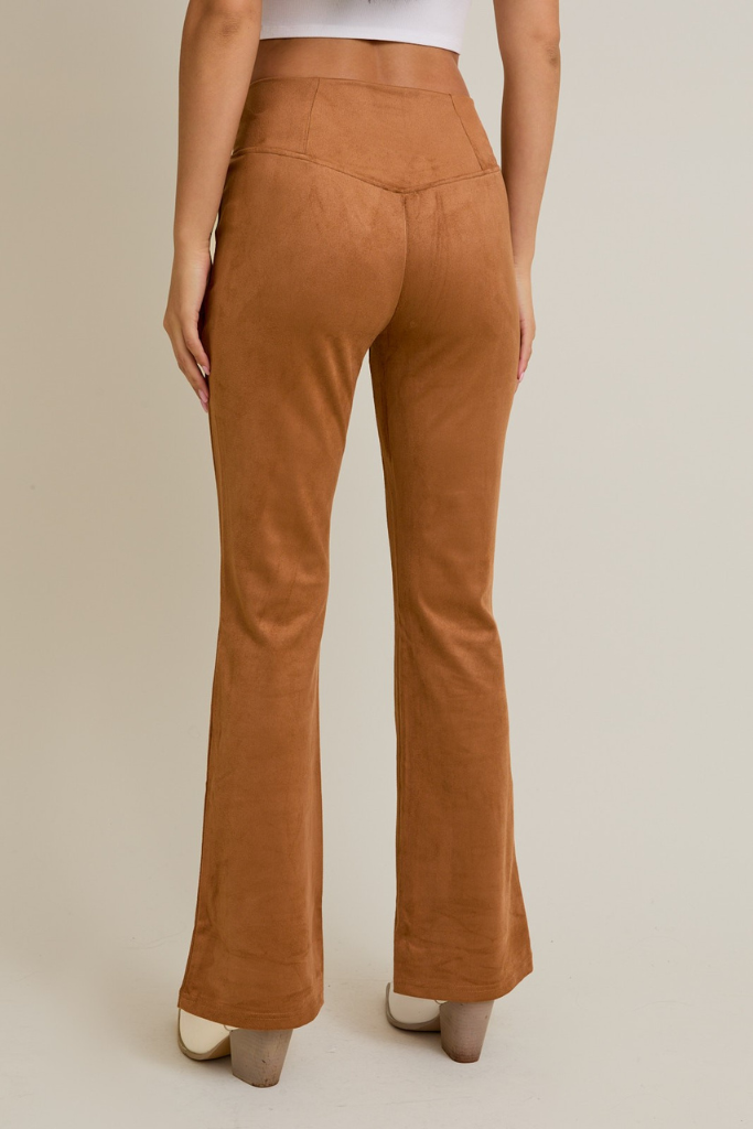 Perfect Suede Flare Leggings -  Tan