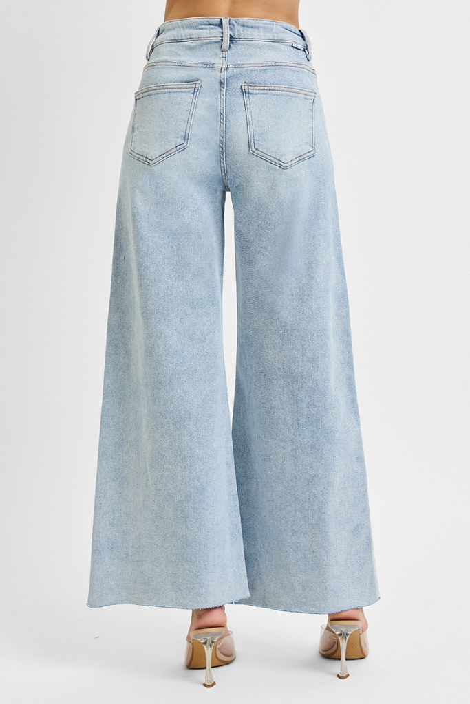 Massey Wide Palazzo Jeans - Light Wash