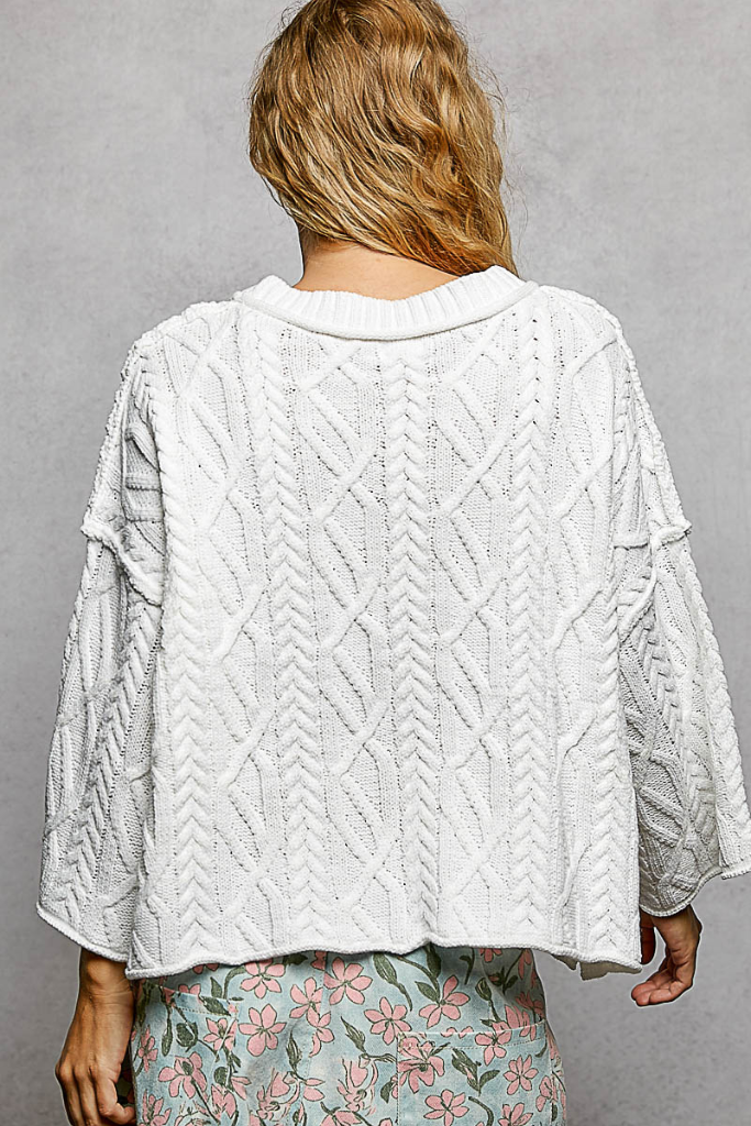 Kelcie Cable Knit Sweater - Off White