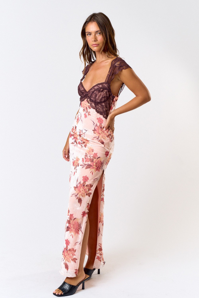 Know Me Well Floral Midi Dress  - Pink/Brown
