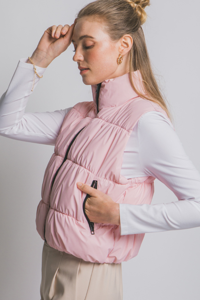 City Leaves Puffer Vest - Pink