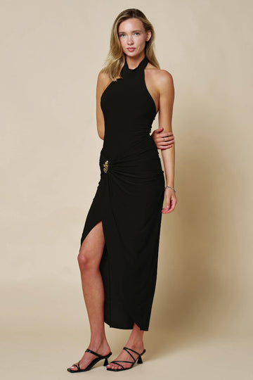 In Theory Halter Maxi Dress - Black