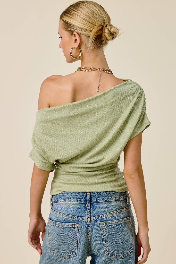 Encore Draped Top - Sage Green
