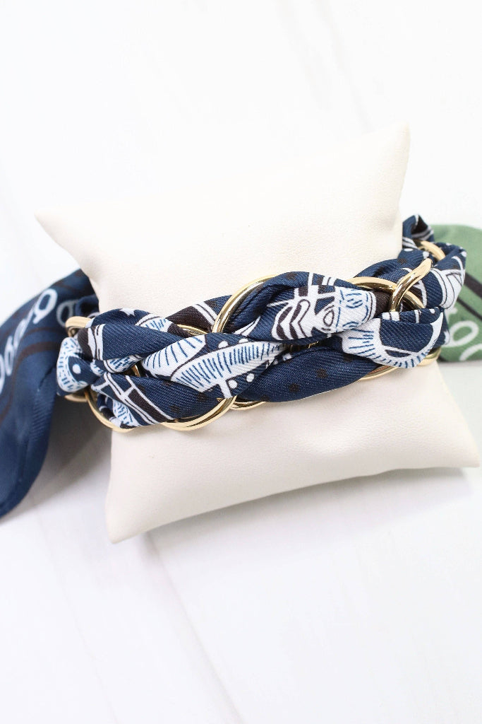 Caroline Hill - Fontana Chain Scarf Bracelet Navy