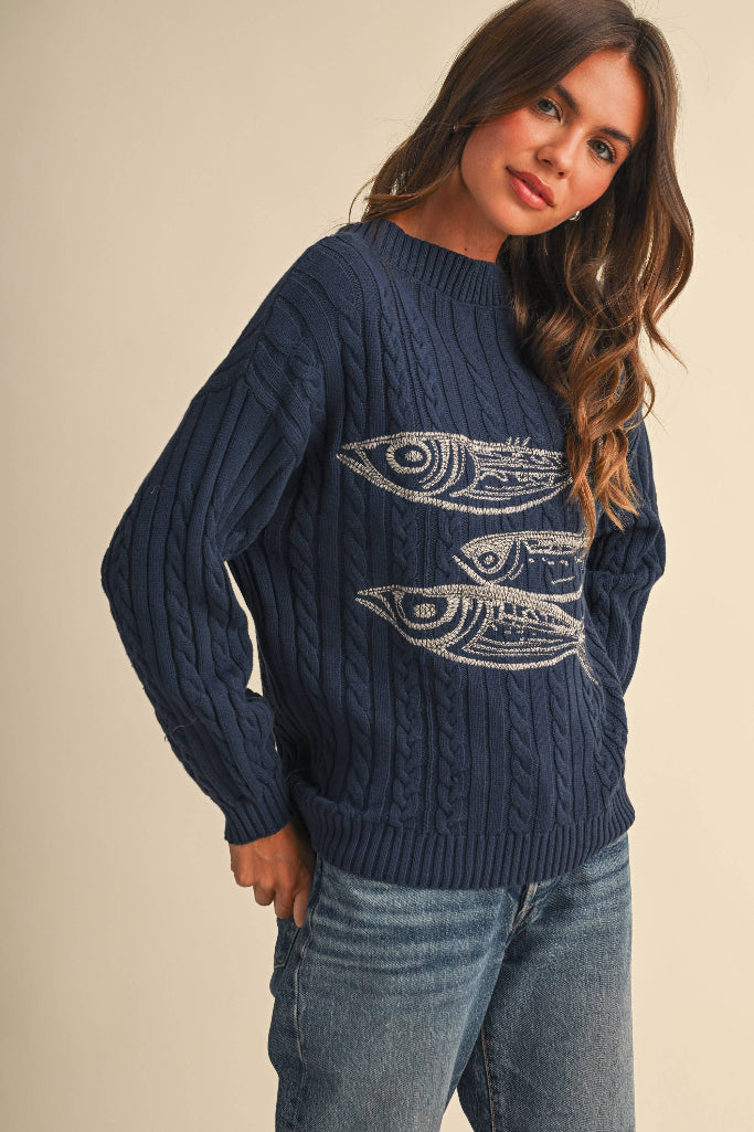 Nice Try Herring Sweater - Navy