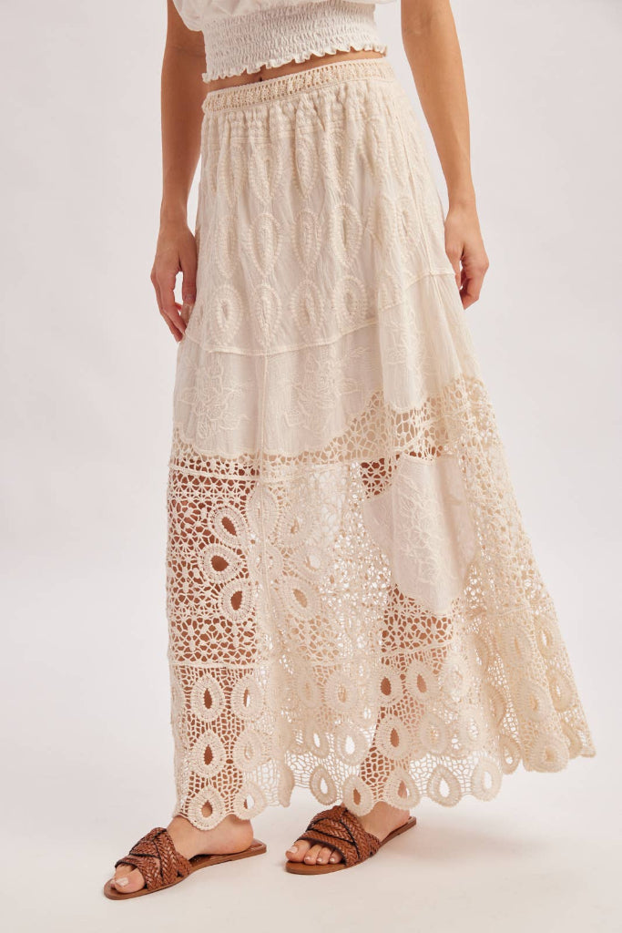 Never Breaking Crochet Maxi Skirt - Beige