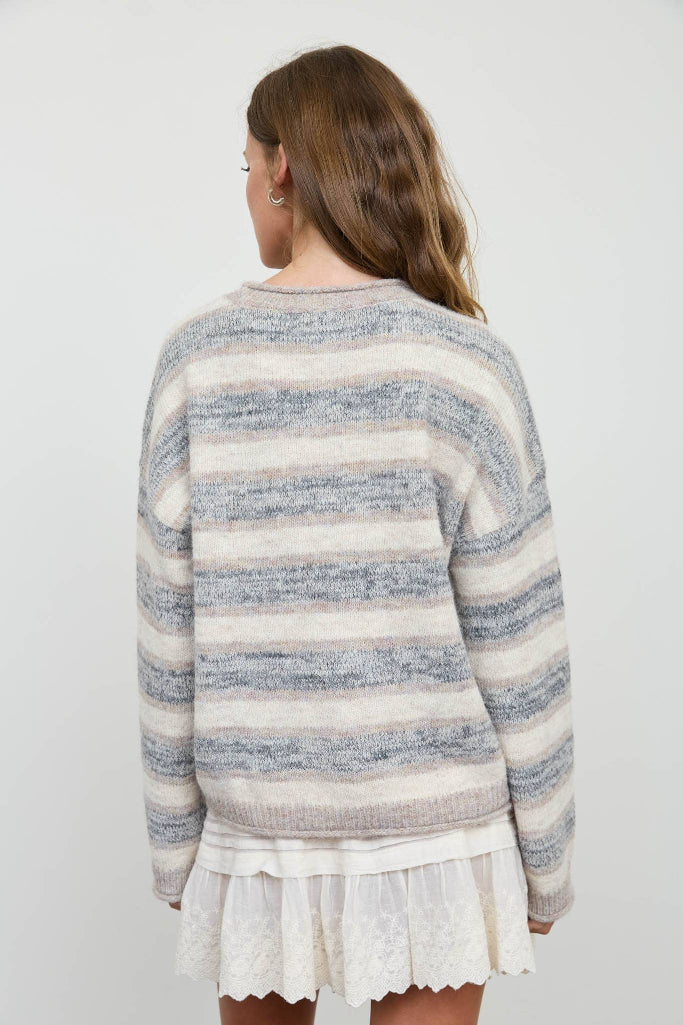 Simply Well Striped Sweater - Grey/Beige