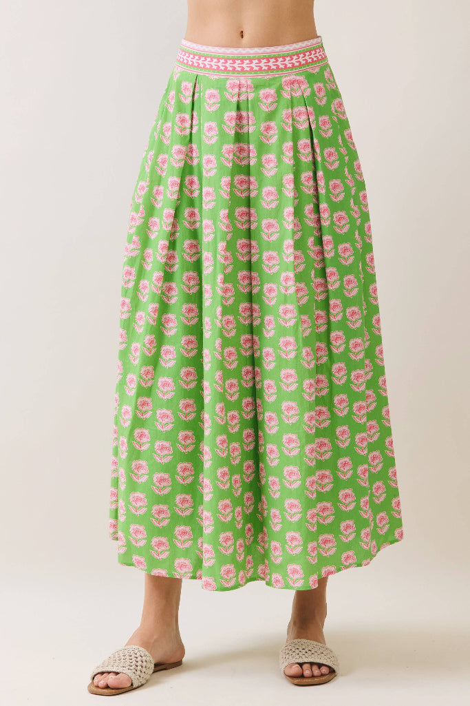 Hot To Handle Floral Maxi Skirt - Green