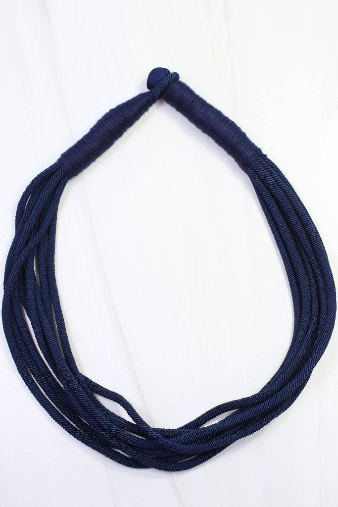 Caroline Hill Cranley Layered Cord Necklace - Navy