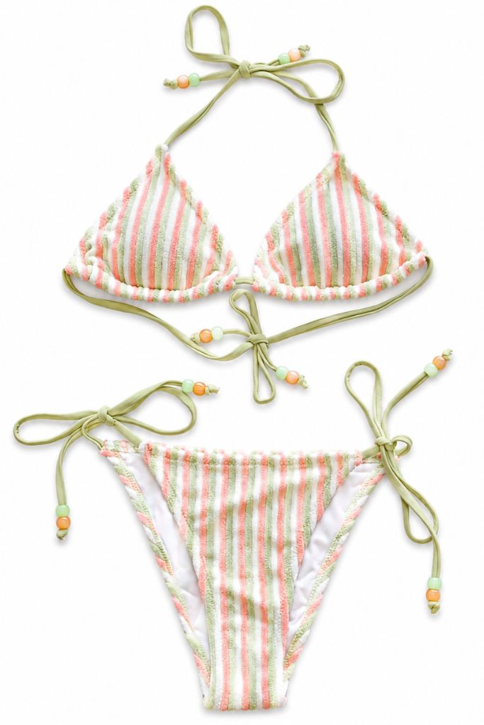 Seaside Stripe Bikini - Coral/Green