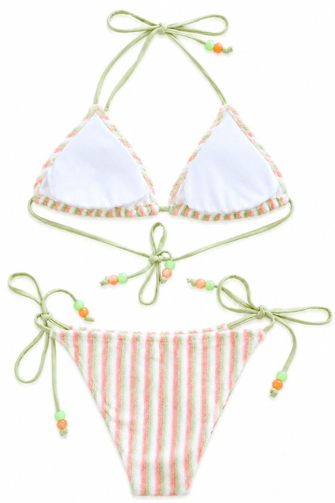 Seaside Stripe Bikini - Coral/Green