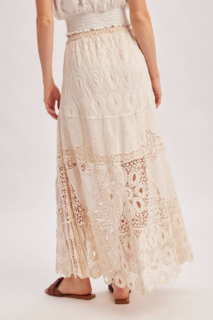 Never Breaking Crochet Maxi Skirt - Beige