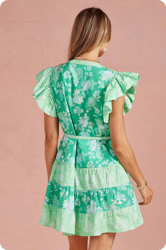 Botanical Garden Mini Dress - Green