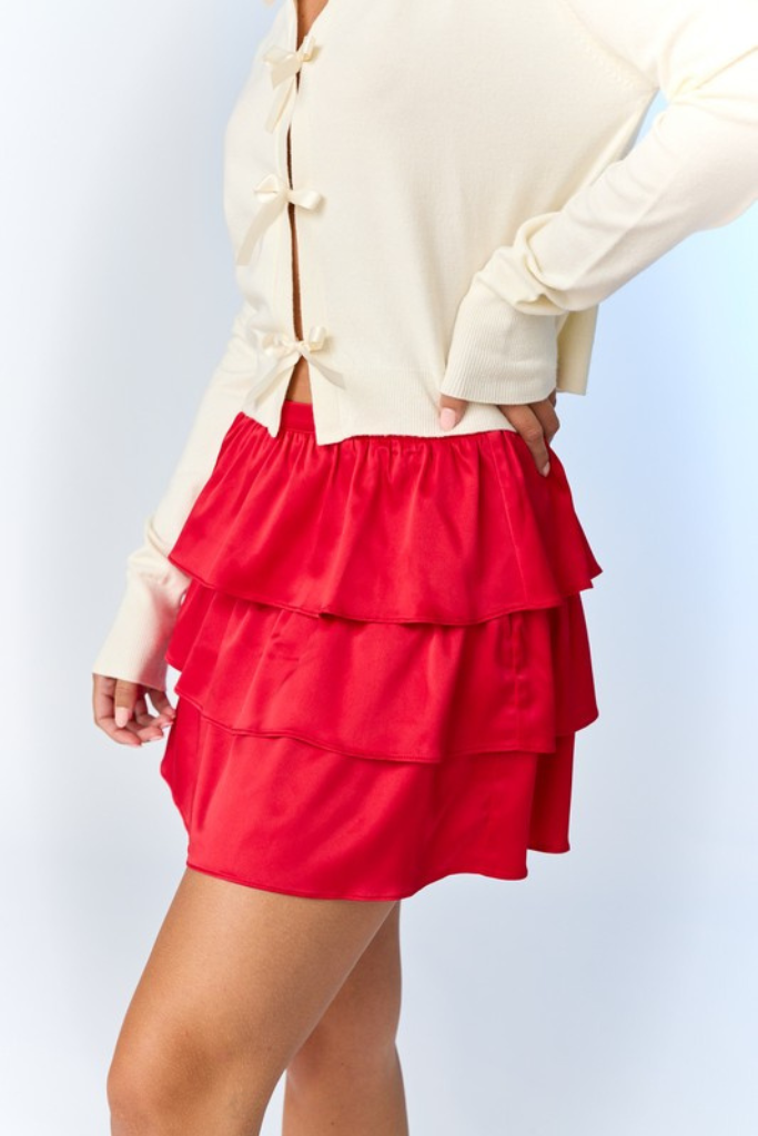 Lottie Ruffle Skirt - Red