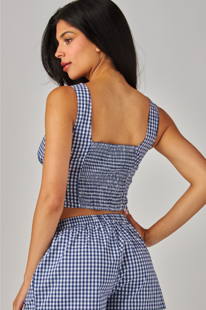 Talk Back Corset Top - Navy/White