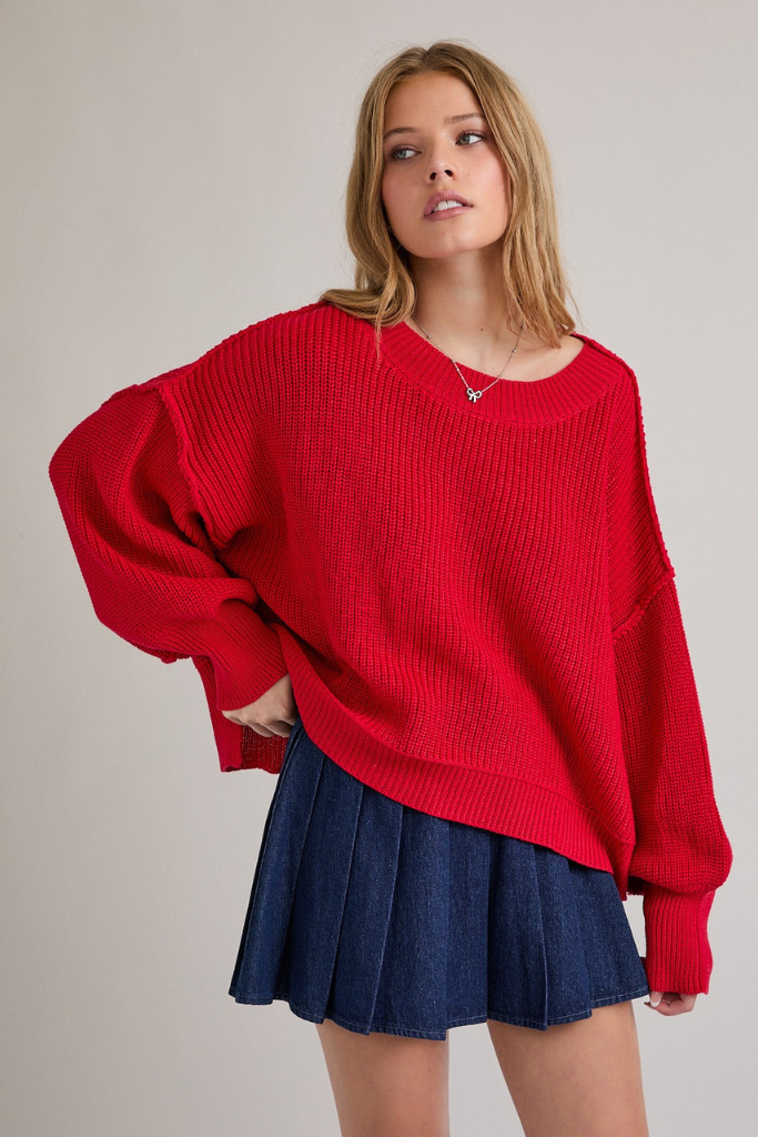 Devotion Knit Sweater - Red