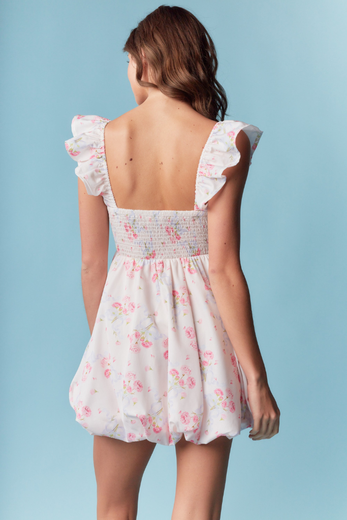 Until Then Babydoll Dress - White/Pink