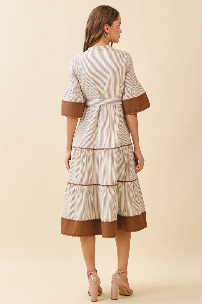 Fearless Soul Midi Dress - Ivory/Brown