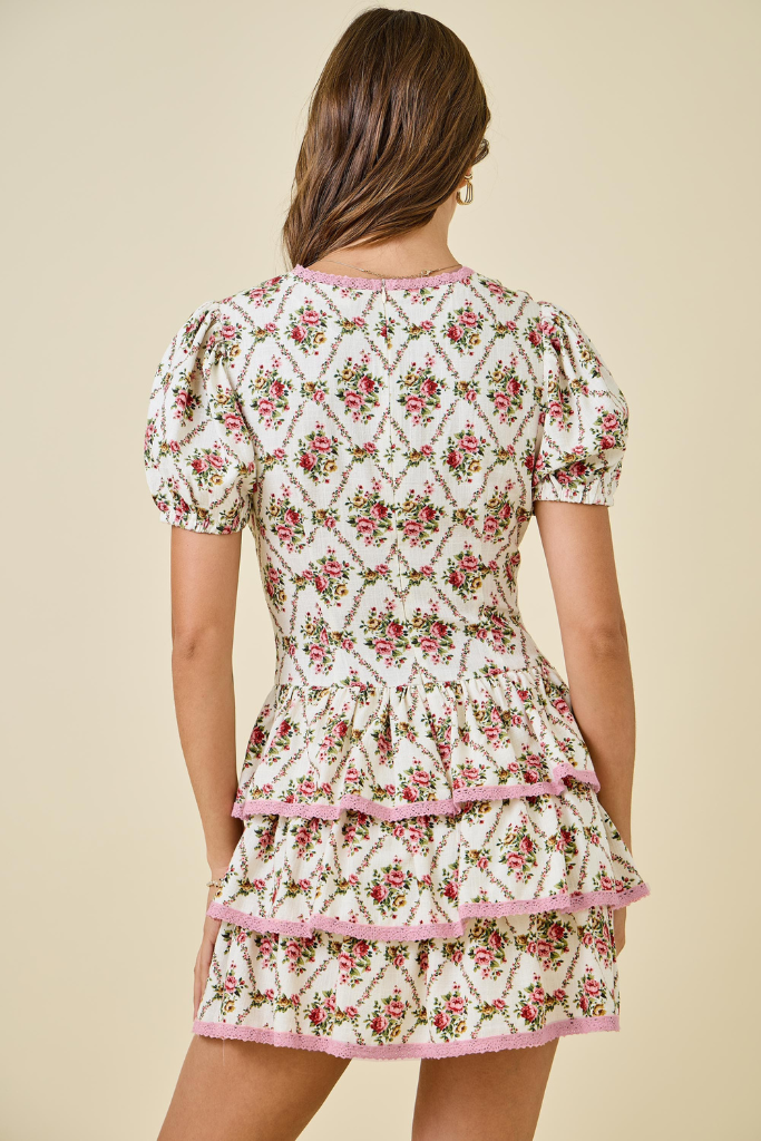 Ammara Floral Romper - White/Pink Multi