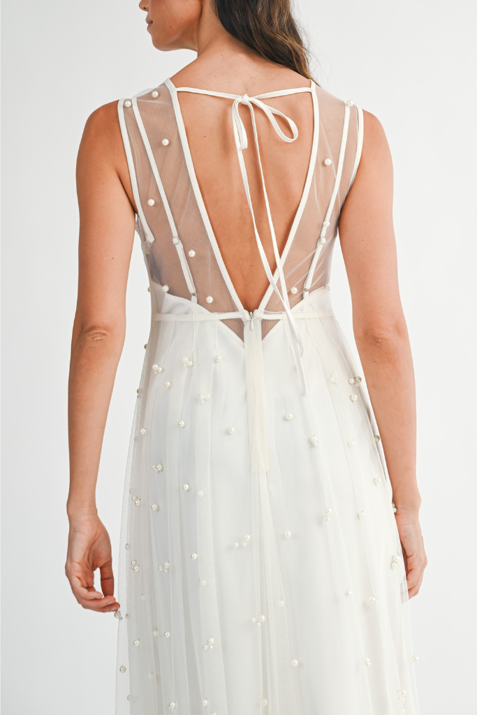 Faryn Overlay Midi Dress - Cream