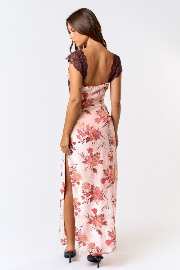 Know Me Well Floral Midi Dress  - Pink/Brown