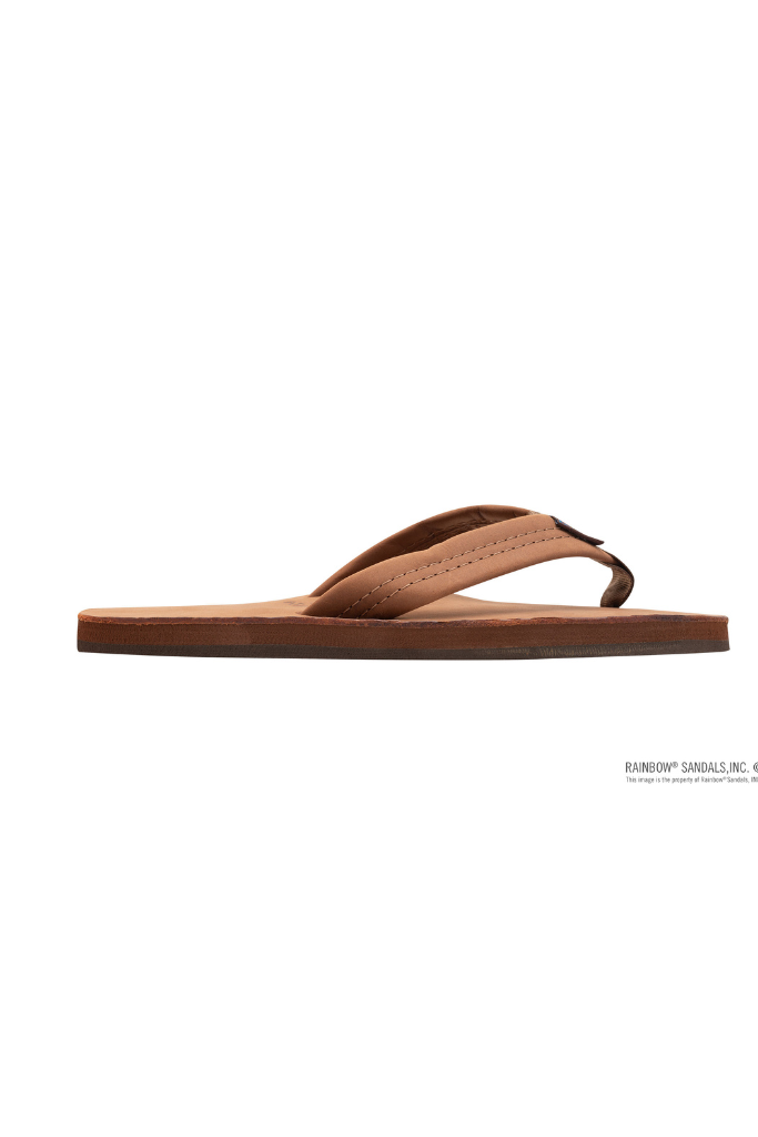 Rainbow Premier Leather Single Layer  Wide Strap Sandal - Redwood